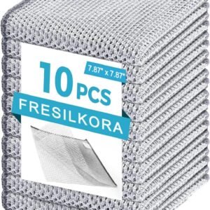 Fresilkora Edelstahl-Spültücher (10er-Set)- Wiederverwendbare Spültücher- Kratzfrei & extrem robust- Schnelltrocknend & hygienisch - Nass/Trocken – spülmaschinenfest-Perfekt für: Pfannen. Töpfe & Küchenflächen