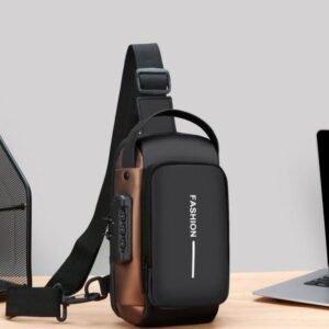 Men's Letters Print Zipper Chest Bag. Casual Anti-theft Large Capacity Bum Bag. Fashionable Sling Bag for Daily Use